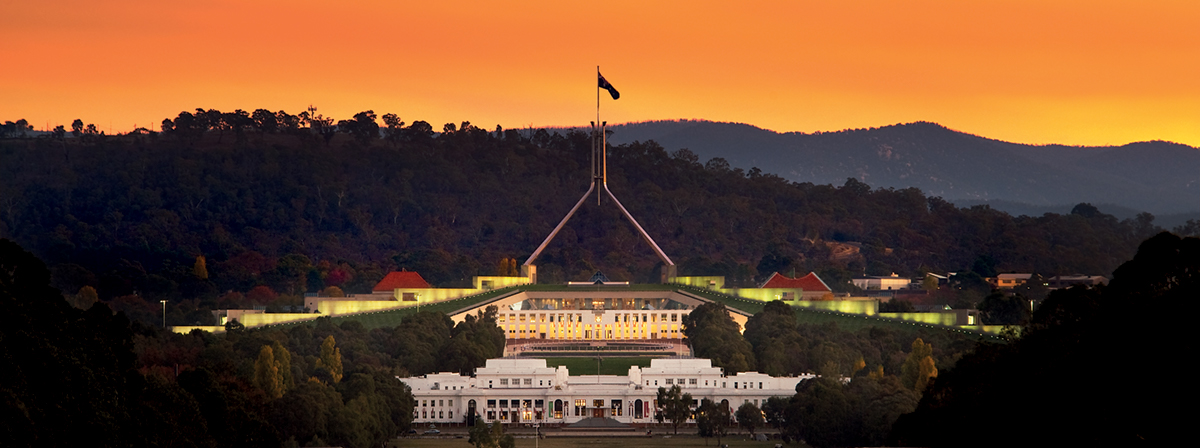 Australian Parliament House and Provisional (Old) Parliament House.