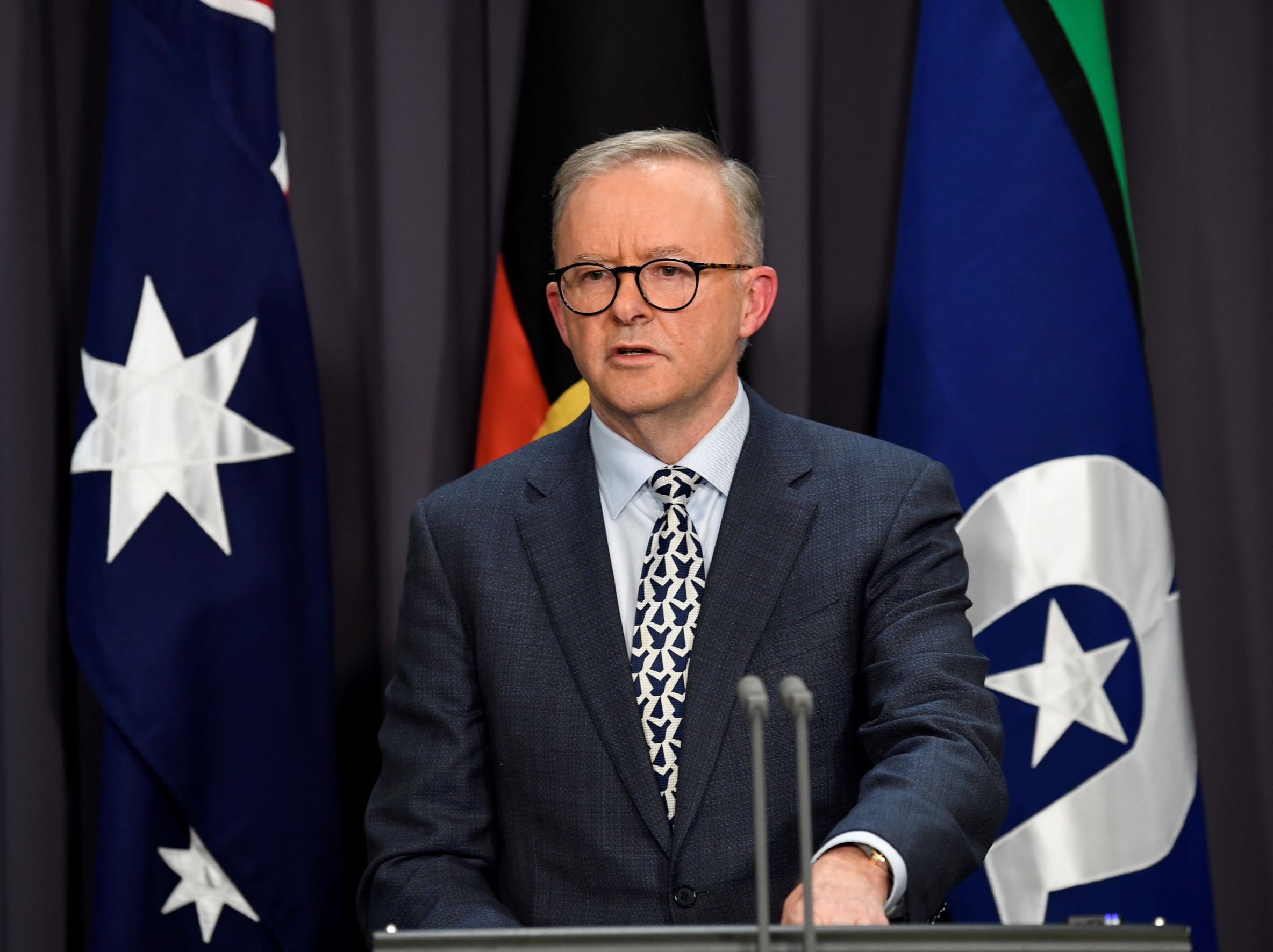 The Prime Minister giving a press conference