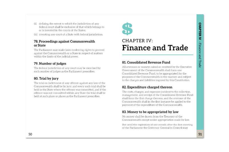 Page spread from Australia's Constitution pocket edition