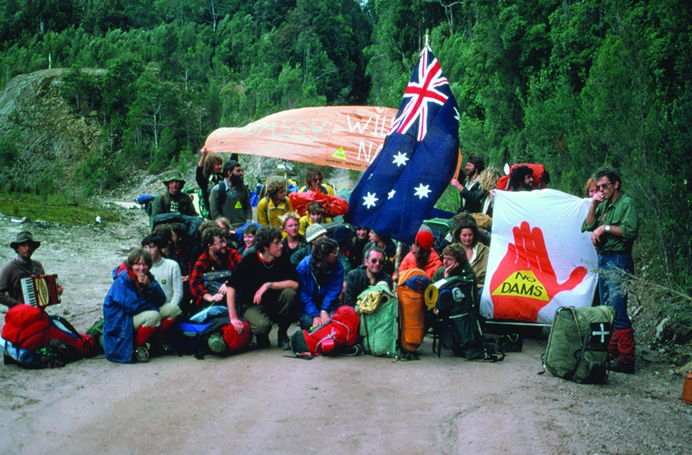 Protesters at Franklin Dam site, 1982